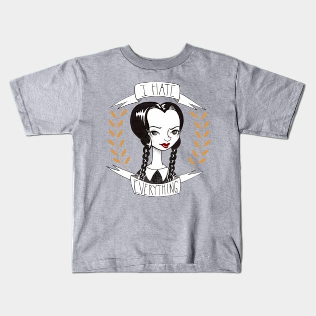 Wednesday Addams Kids T-Shirt by theallegra